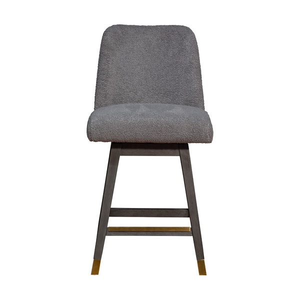 HomeRoots 26" Gray Swivel Bar Chair - Stylish Solid Wood Design with Comfortable Upholstered Seat & 360° Mobility 491353