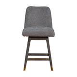 Homeroots 26" Gray Solid Wood Swivel Bar Chair   491353