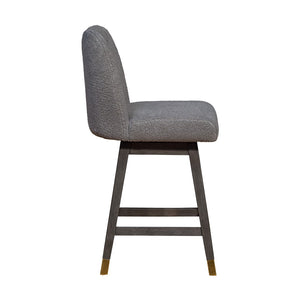 HomeRoots 26" Gray Swivel Bar Chair - Stylish Solid Wood Design with Comfortable Upholstered Seat & 360° Mobility 491353
