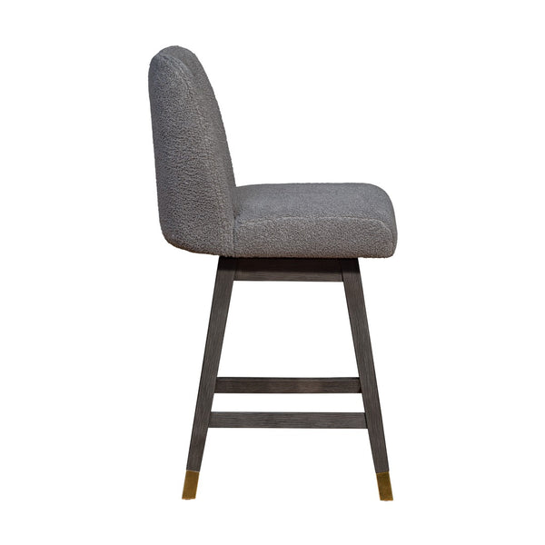 HomeRoots 26" Gray Swivel Bar Chair - Stylish Solid Wood Design with Comfortable Upholstered Seat & 360° Mobility 491353