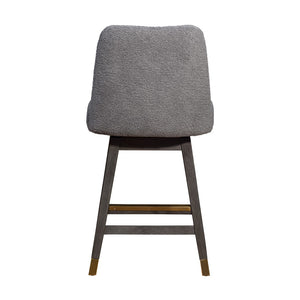 HomeRoots 26" Gray Swivel Bar Chair - Stylish Solid Wood Design with Comfortable Upholstered Seat & 360° Mobility 491353