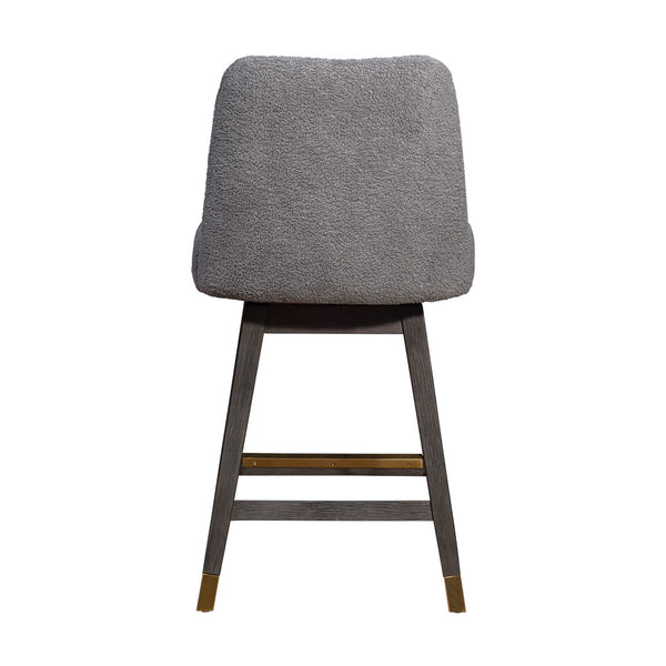 HomeRoots 26" Gray Swivel Bar Chair - Stylish Solid Wood Design with Comfortable Upholstered Seat & 360° Mobility 491353