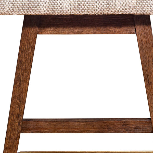 Homeroots Beige And Brown Solid Wood Swivel Counter Height Bar Chair   491359