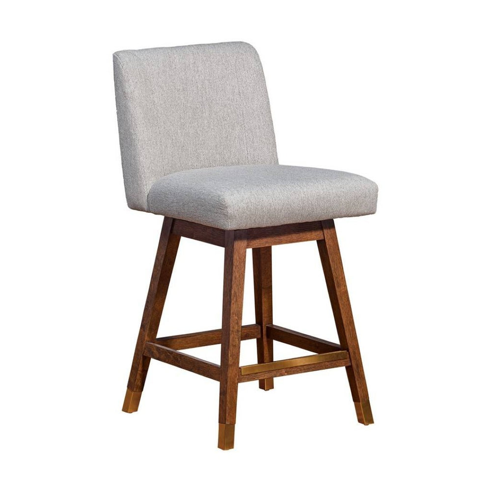 HomeRoots 26" Stylish Taupe & Brown Swivel Bar Chair - Modern Counter Height Design with Ergonomic Comfort 491363