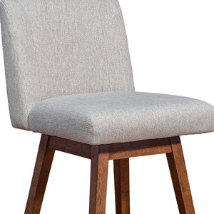 Homeroots 26" Taupe And Brown Solid Wood Counter Height Swivel Bar Chair   491363