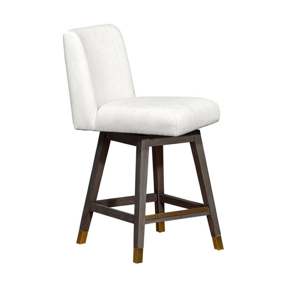 HomeRoots 26" Pearl Upholstered Swivel Bar Chair with Gray Solid Wood Frame - Stylish Comfort for Your Space 491365