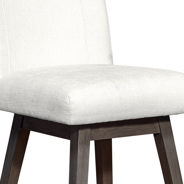 Homeroots 26" Pearl And Gray Solid Wood Counter Height Swivel Bar Chair   491365