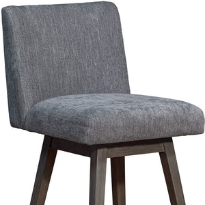 Homeroots 26" Gray And Wood Brown Solid Wood Counter Height Swivel Bar Chair   491367