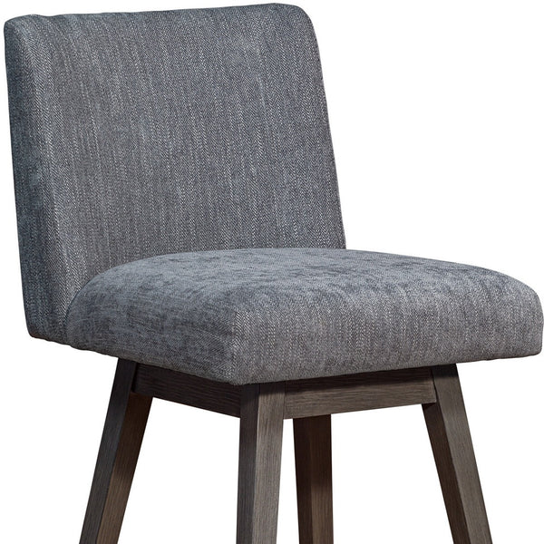 Homeroots 26" Gray And Wood Brown Solid Wood Counter Height Swivel Bar Chair   491367