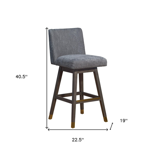 Homeroots 30" Gray And Brown Solid Wood Swivel Bar Chair   491368