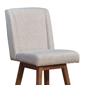 Homeroots 30" Taupe And Brown Solid Wood Swivel Bar Chair  Wood 491372