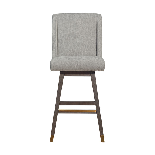 Homeroots 30" Mocha And Gray Solid Wood Swivel Bar Chair  Wood 491374