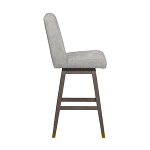 Homeroots 30" Mocha And Gray Solid Wood Swivel Bar Chair  Wood 491374