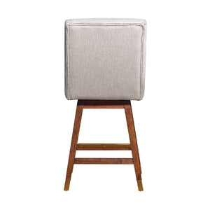 Homeroots 26" Beige And Brown Fabric And Solid Wood Counter Height Swivel Bar Chair   491375