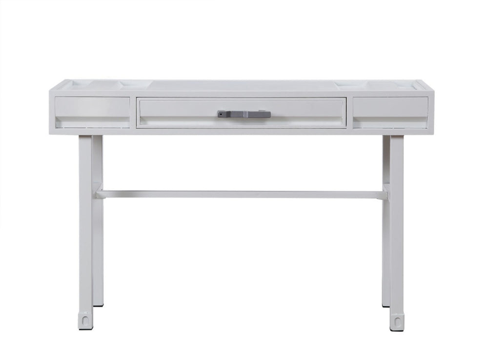 HomeRoots 47" White Iron Vanity Table - Stylish Multi-Purpose Console with Drawer for Modern Decor & Storage 491379