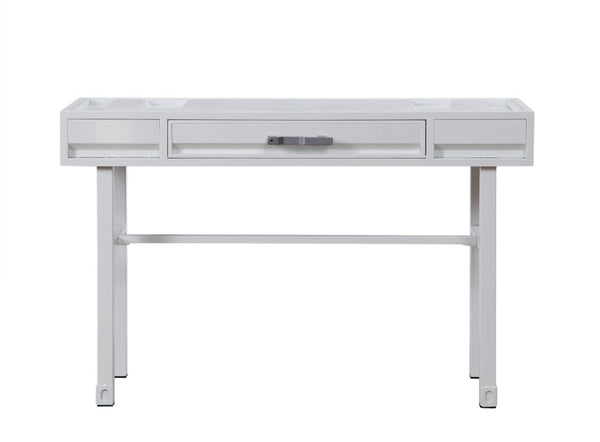 HomeRoots 47" White Iron Vanity Table - Stylish Multi-Purpose Console with Drawer for Modern Decor & Storage 491379