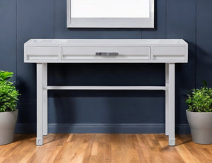 HomeRoots 47" White Iron Vanity Table - Stylish Multi-Purpose Console with Drawer for Modern Decor & Storage 491379