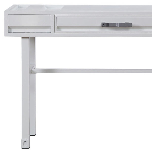 HomeRoots 47" White Iron Vanity Table - Stylish Multi-Purpose Console with Drawer for Modern Decor & Storage 491379