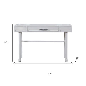 HomeRoots 47" White Iron Vanity Table - Stylish Multi-Purpose Console with Drawer for Modern Decor & Storage 491379
