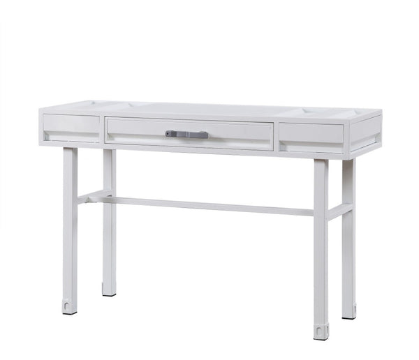 HomeRoots 47" White Iron Vanity Table - Stylish Multi-Purpose Console with Drawer for Modern Decor & Storage 491379