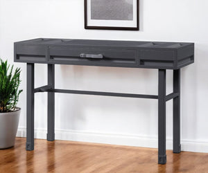 Homeroots 47" Gunmetal Iron Vanity Table With Elegant Wood Finish – Stylish Storage For Your Grooming Essentials   491380