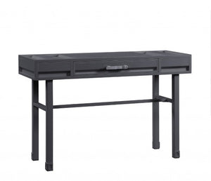 Homeroots 47" Gunmetal Iron Vanity Table With Elegant Wood Finish – Stylish Storage For Your Grooming Essentials   491380