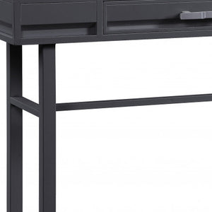 Homeroots 47" Gunmetal Iron Vanity Table With Elegant Wood Finish – Stylish Storage For Your Grooming Essentials   491380