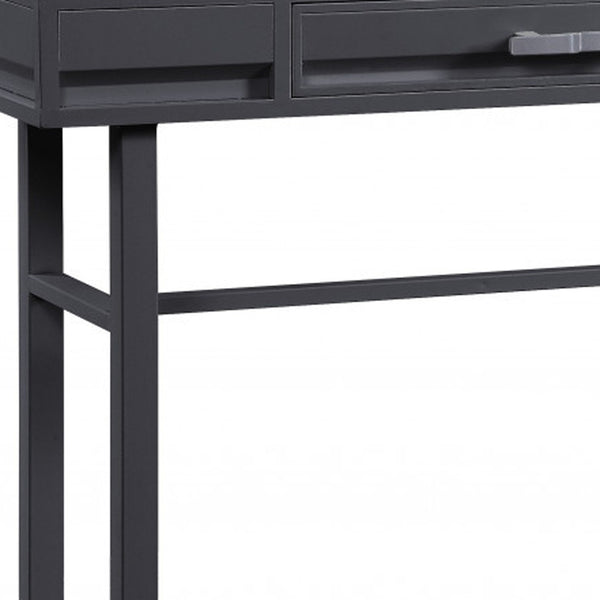 Homeroots 47" Gunmetal Iron Vanity Table With Elegant Wood Finish – Stylish Storage For Your Grooming Essentials   491380