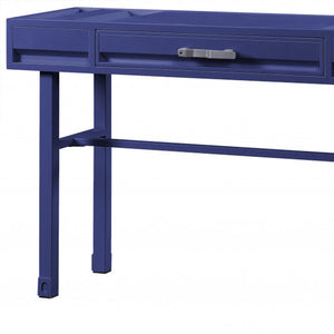 Homeroots 47" Blue Iron Vanity Table - Luxury Design With Ample Drawer Space For Stylish Beauty Routines!   491381