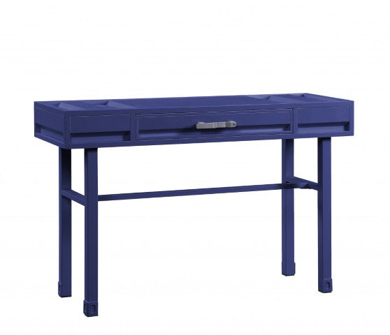 Homeroots 47" Blue Iron Vanity Table - Luxury Design With Ample Drawer Space For Stylish Beauty Routines!   491381