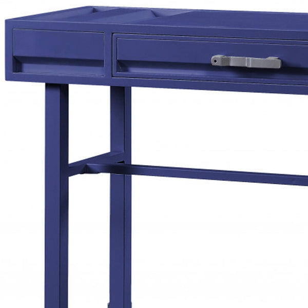 Homeroots 47" Blue Iron Vanity Table - Luxury Design With Ample Drawer Space For Stylish Beauty Routines!   491381
