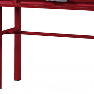 Homeroots 47" Red Iron Vanity Table - Stylish Wood Design With Convenient Drawer Space For Effortless Beauty Routine   491382
