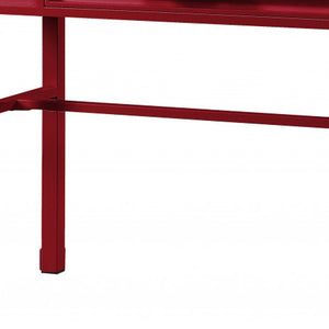 Homeroots 47" Red Iron Vanity Table - Stylish Wood Design With Convenient Drawer Space For Effortless Beauty Routine   491382