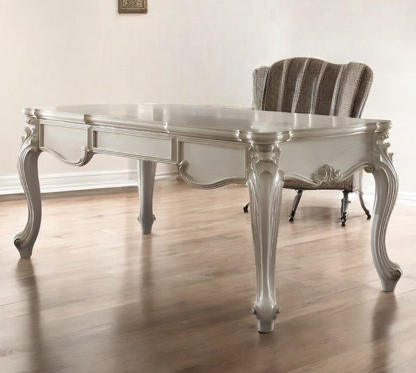 Homeroots 72" White Wood Executive Desk With Three Drawers   491396