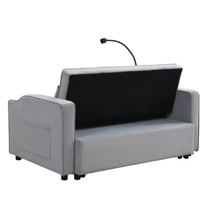 English Elm Modern Velvet Convertible Loveseat Sleeper Sofa with Reclining Backrest for Small Spaces W311P195252