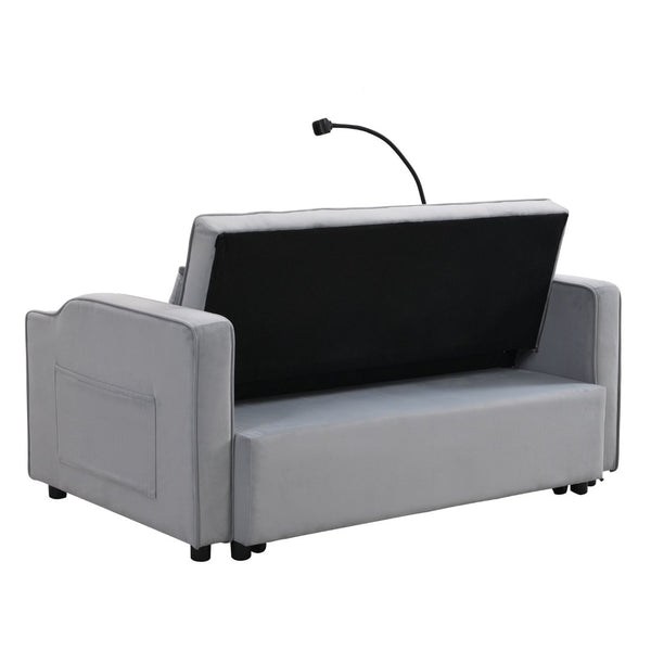 English Elm Modern Velvet Convertible Loveseat Sleeper Sofa with Reclining Backrest for Small Spaces W311P195252