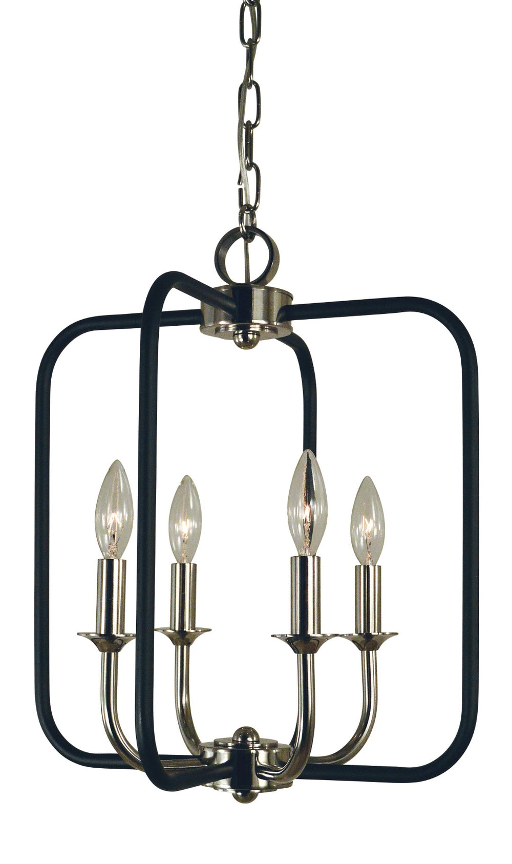 Framburg 4-light Elegant Chandelier In Chic Matte Black Finish For Stunning Home Décor And Ambiance Polished Nickel With Matte Black Accents Metal 4914 Pn/Mblack