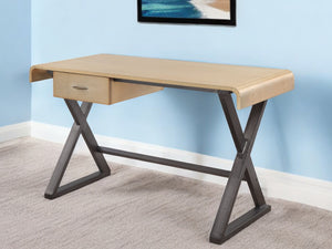 Homeroots 50" Gold And Black Aluminum Writing Desk   491400