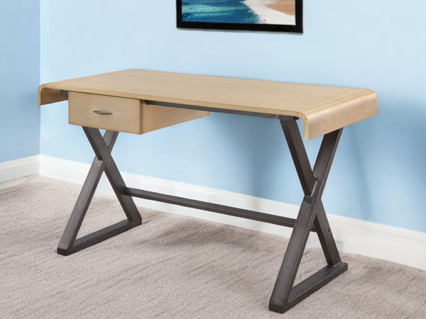 Homeroots 50" Gold And Black Aluminum Writing Desk   491400