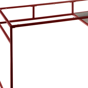 Homeroots 48" Clear And Red Glass Writing Desk   491407
