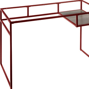 Homeroots 48" Clear And Red Glass Writing Desk   491407