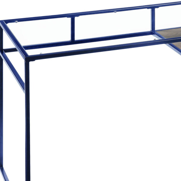 Homeroots 48" Clear And Blue Glass Writing Desk   491408