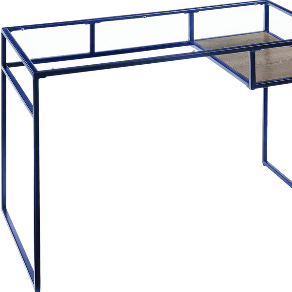 Homeroots 48" Clear And Blue Glass Writing Desk   491408