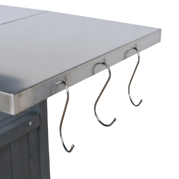 English Elm 54.33" Farmhouse Outdoor Kitchen Cart Solid Fir Frame Steel Top Storage Bbq Prep N767P379702C