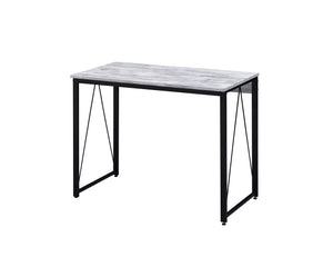Homeroots 35" Antiqued White And Black Writing Desk   491414