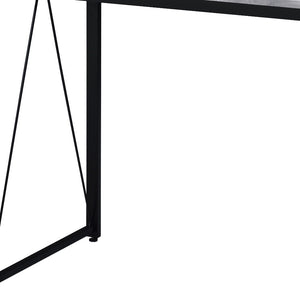 Homeroots 35" Antiqued White And Black Writing Desk   491414