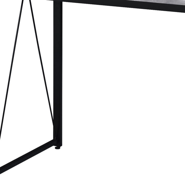 Homeroots 35" Antiqued White And Black Writing Desk   491414