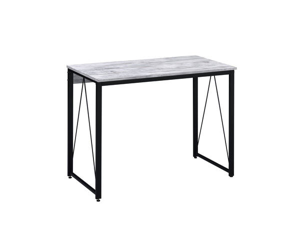 Homeroots 35" Antiqued White And Black Writing Desk   491414
