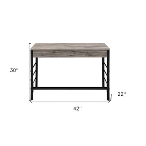 Homeroots 42" Brown And Black Writing Desk With Two Drawers   491425