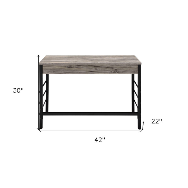 Homeroots 42" Brown And Black Writing Desk With Two Drawers   491425